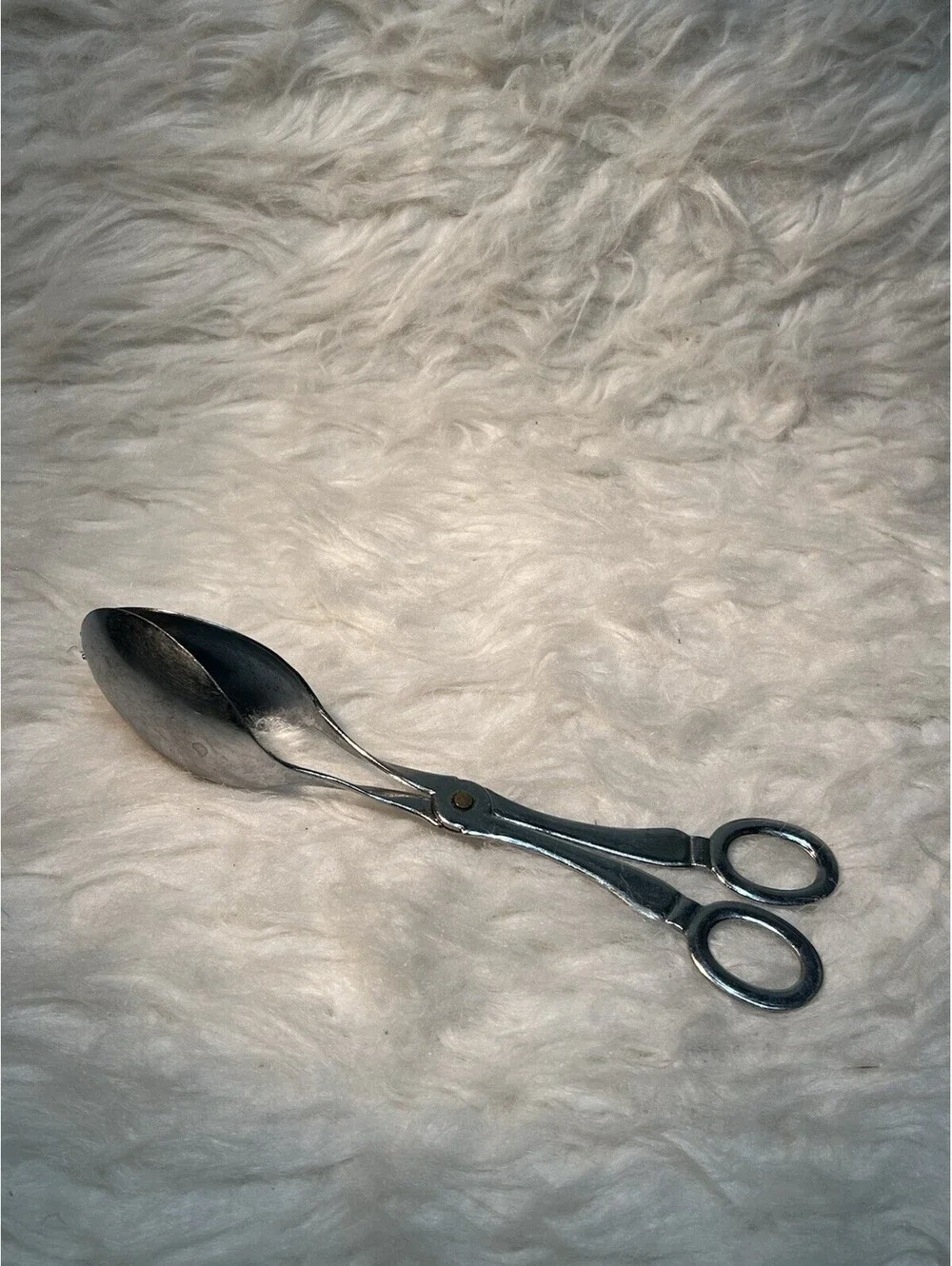 Vintage Silverplate Salad Serving Tongs Scissor Style Spoon Fork Made In Japan